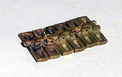 Part of an assembled crawler track